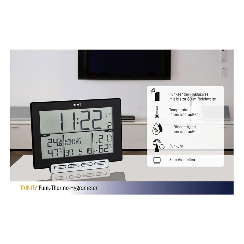 TFA Dostmann Trinity Wireless Thermo-Hygrometer for Indoor and Outdoor Climate