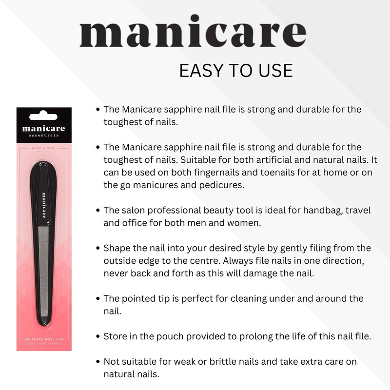Manicare Sapphire Nail File, Long Double Sided With Coarse and