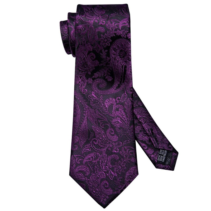 Barry.Wang Men's Silk Paisley Ties with Handkerchief Cufflink Tie Set