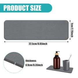 Azushwer 2pcs Stone Drying Mat, Water Absorbent Stone for Sink, Fast Drying Diatomite Soap Dish Mat, Stone Soap Dish for Modern Home Bathroom, Kitchen, Plants, Toiletries Grey