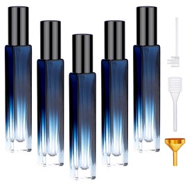 Segbeauty Travel Perfume Bottle, 5 Pack of 10ML Empty Refillable Glass Atomizer, Portable Cologne Dispenser Spray Bottle Travel Size Sample Bottles Sprayer Making Kit Gradient Blue