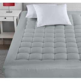 Utopia Bedding Queen Mattress Pad, Quilted Fitted Premium Mattress Protector, Deep Pocket Cover Stretches up to 16 Inches, Fluffy Pillow Topper (60x80 Inches, Light Grey)