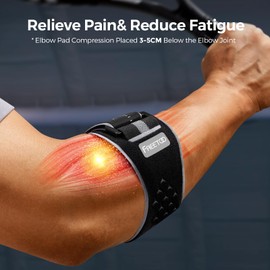 FREETOO Tennis Elbow Support Strap for Men Women, Comfy Golfers Elbow Support with Removable Compression Pad for Tendonitis Relief, Adjustable Tennis Elbow Brace for Sports & Daily Work, Black