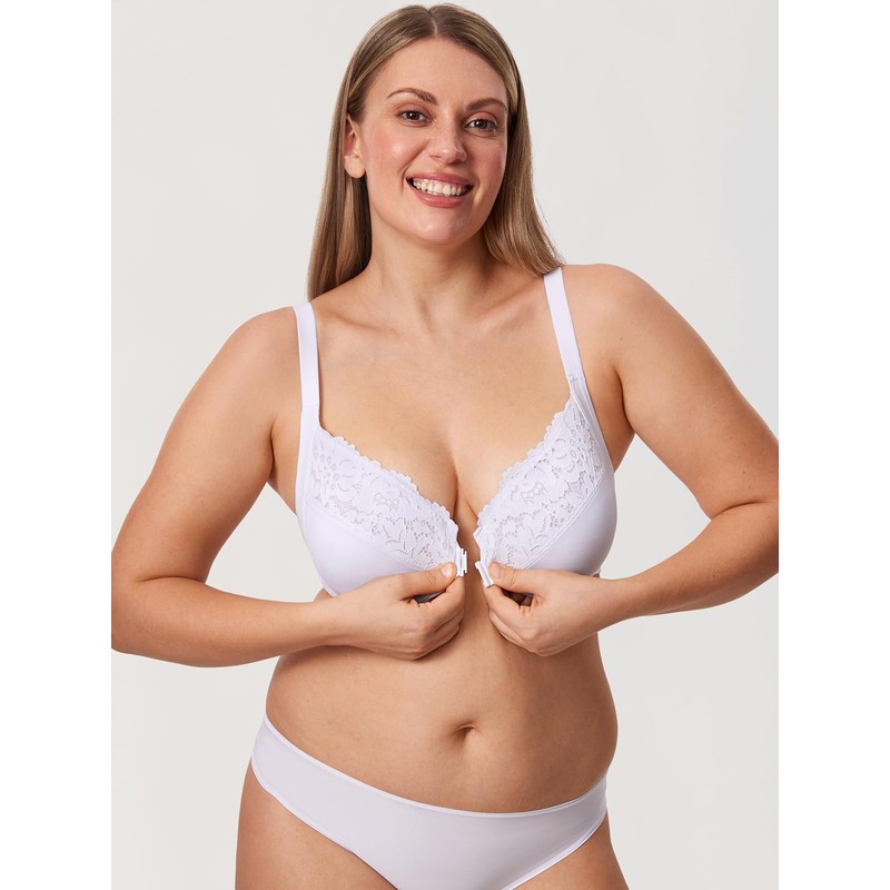 Delimira Women's Front Fastening Bras Posture Lace Underwire Unlined Full