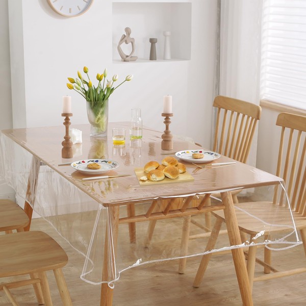 Transparent Tablecloth 220 x 140 cm, Table Film Transparent Washable,