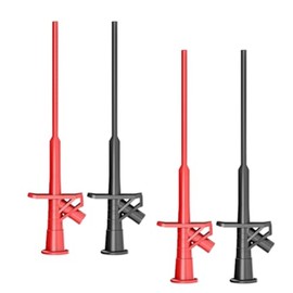 4PCS Multimeter Test Hook Clips, Professional Flexible IC Test Hook Clip Grabbers Probe High Voltage Flexible Test Probe Insulated Quick for Multimeters, Clamp Meters and Automobile Inspection