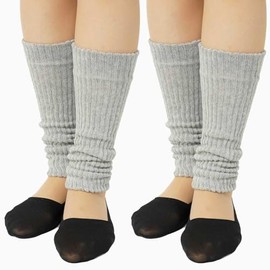Gunze Women's Sabrina Silk Blend, 100% Cotton, Skin Side Silk 100% Leg Warmers, Set of 2: Moku Gray