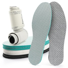 XINIFOOT 6 Pairs Breathable Shoe Insoles Inserts Ultra-Soft Cushioning Walking Comfort Insoles Double-Layer Latex Foam Perforated Replacement Insoles Men 3-11.5 Women 2.5-11 (White, Blue, Gray)