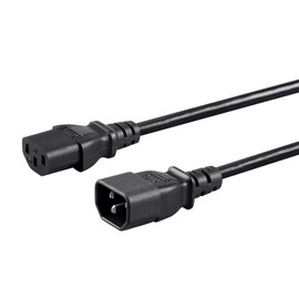 Monoprice Extension Cord - IEC 60320 C14 to IEC 60320 C13, 13 Amp, 1625 Watt, 3-Prong, 16AWG, 5 Feet, Black- Pack of 1