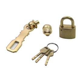 Chinflly Padlock Lock,Antique Heavy Duty Door Lock,Vintage Retro Solid Brass Gate Lock,Light Brass Hasp+Padlock