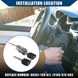 A ABSOPRO 1 Set Ignition Switch Door Lock Cylinder NO.06351TE0A11 for Honda
