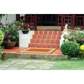 Garland Rug Borderline 24" x 40" Indoor/Outdoor Area Rug, Rectangle, Orange/White