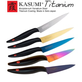 Kasumi Titanium Coated KTG04 4 3/4 Inch Utility Knife Kitcen Cutlery, 4 3/4", Multicolor