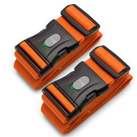 BE-HOLD Luggage Strap Luggage Strap Extra Long (250 x 5 cm) with Lockable Buckle Protects Your Valuable Luggage Contents from Loss (Orange Colour), 2 x orange