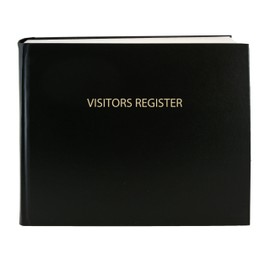 BookFactory Visitor Log Book/Visitor Register/Visitor Sign-in Book - 120 Pages, 8 7/8" x 7" - Black Cover, Smyth Sewn Hardbound (LOG-120-Visitor-A-LKT34)
