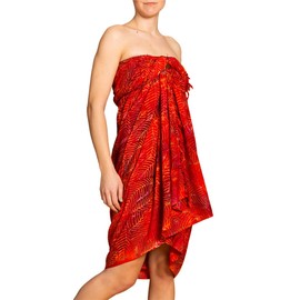 PANASIAM Sarong Orange Shades Scarf Beach Towel Wrap Dress Soft Natural Fabrics Fair Produced, B403 Palm Orange