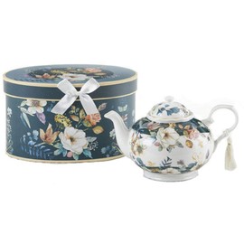 9.5 x 5.6" Porcelain Tea Pot, English Camellia
