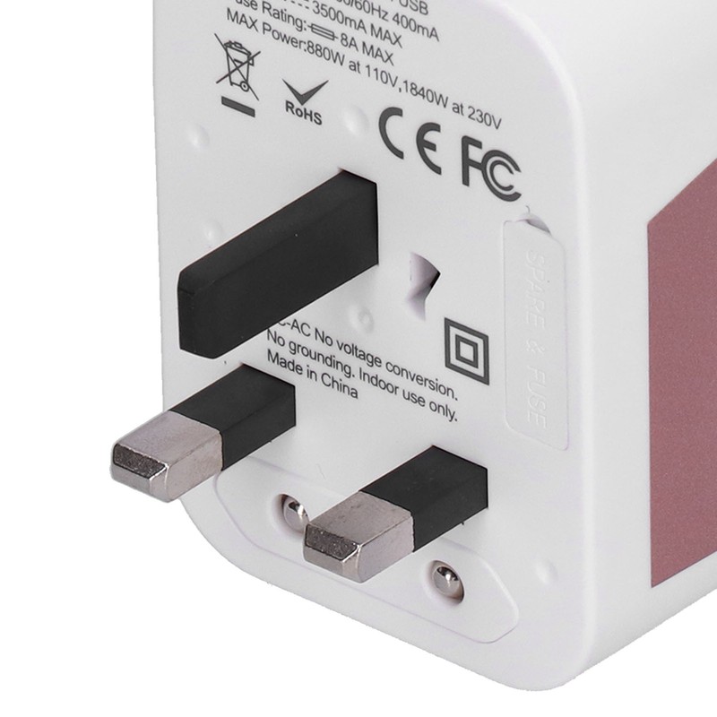 International Power Adapter Travel Plug with 4 USB Ports for