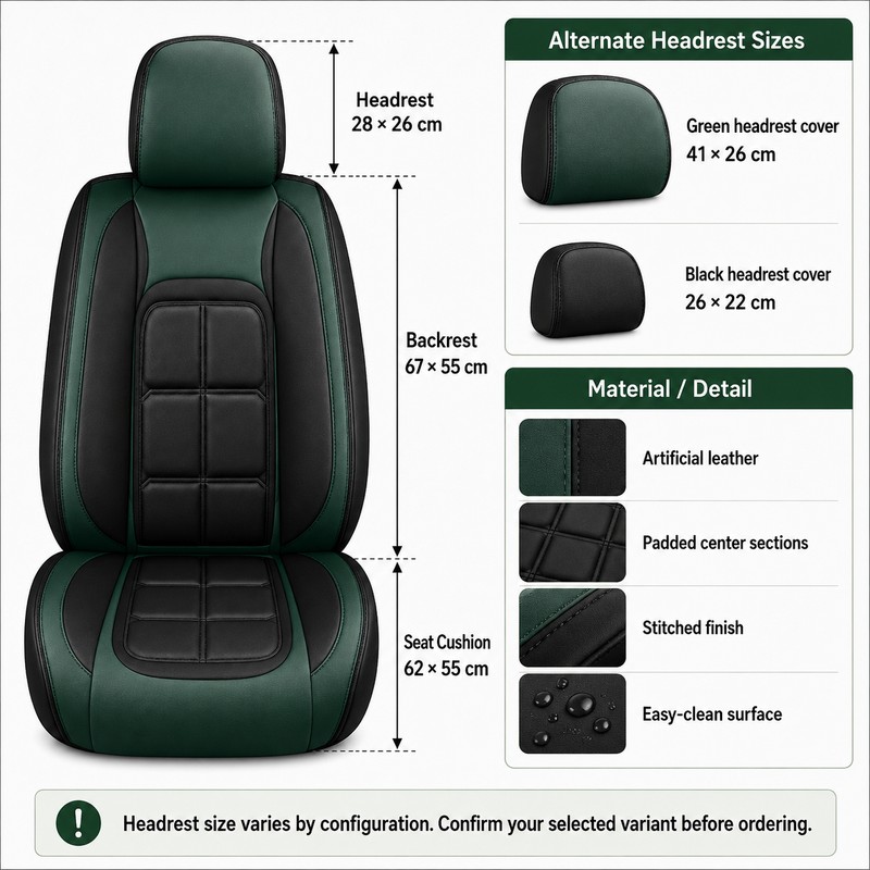 2-Piece Front Car Seat Cover Set – Artificial Leather Seat