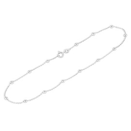 NKlaus 14660 Anchor Anklet Round with Ball 925 Silver Women's Anchor Chain Anklet 28 cm, Silver