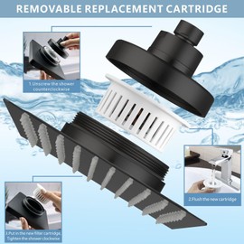 Nuodan Large Rain Shower Head with Filtered - 12" All Metal Square Rainfall Showerhead Filter for Remove Chlorine and Harmful Substances, Matte Black