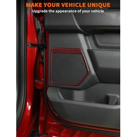 Savadicar Red Carbon Fiber Interior Accessories - Door Speaker Bezel Trim Cover for Ford F150 (2021-present) - Premium Texture Interior Decor Upgrade Option, 4-Piece Set