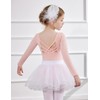 Zaclotre Girls Pink Leotards for Ballet Hallow Back Long Sleeve