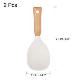 uxcell 2pcs Rice Paddle, Wooden Rice Spoon Non-Stick Rice Spatula Rice Cooker Spoon for Rice, Salads, Mashed Potato