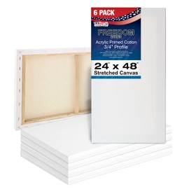 U.S. Art Supply 24 x 48 inch Stretched Canvas 12-Ounce Primed 6-Pack - Professional White Blank 3/4" Profile Heavy-Weight Gesso Acid Free Bulk Pack - Painting, Acrylic Pouring, Oil Paint