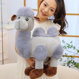 Camel Plush Toy, 13.7”/ 35 cm Cute Camel Stuffed Animal Plushie Doll, Soft Fluffy Like Real Desert Animals Toy Stuffed Camel Plushie Christmas Birthday Gift for Kids (Grey)