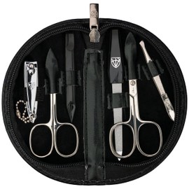 DREI SCHWERTER Germany Pescara Nail Care Set 6 Pieces Manicure Pedicure Travel Case Set Nail Set Nail Necessary Steel Instruments Brand Quality Manicure Set Art Leather Gift Box (1201)