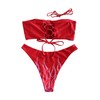 ZAFUL Women's Bathing Suit Adjustable Back Lace-up Bandeau Bikini Set