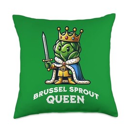 Brussel Sprout Queen Funny Thanksgiving Side Vegetable Throw Pillow