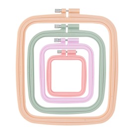 Framendino, 4 aros cuadrados para bordar, de plástico, de punto de cruz, reutilizables, para proyectos de costura
