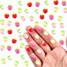 100 Pieces Colorful Tiny Strawberry for Dollhouse Miniatures Resin Food for Crafts Mini Strawberry for Dollhouse Mini Kitchen Micro Landscaping Decoration