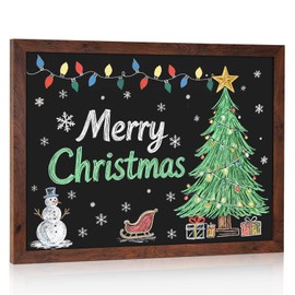 4 THOUGHT Chalk Board 24" x 36", Magnetic Large Chalkboard for Wall Rustic Blackboard Hanging Chalkboards Sign Menu Board for Kitchen Decor Office Home School 4 Markers 8 Magnets, Brown