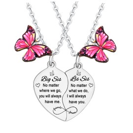 YEEQIN 2Pcs Big Sister Little Sister Matching Necklace Big Sis Little Sis Gifts From Sisters Christmas Birthday Gifts For Sisters