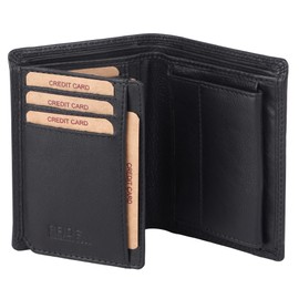 Benthill Men's Genuine Leather Wallet - Wallet with RFID Protection - Slim Wallet for Men - Genuine Vintage Leather, black