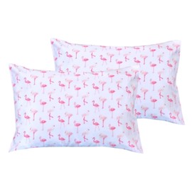 ELLA & MAX Toddler Travel Pillow Cases - Set of Two. Coastal Prints. Soft & Cuddly. Fits 13x18 & 14x19 Flamingo. (18.5 x 13 inches, Pink Flamingo)