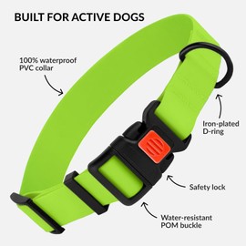 CollarDirect Adjustable Dog Collar Colorful Waterproof Pet Collars for Active Small Medium Large Dogs Puppy Snow Rain Water Dirt Odor Resistant (Lime Green, Large (14-18 Inch))