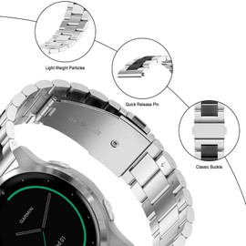 SumRioo 20 mm Bracelet for Garmin Vivoactive 5/Vivoactive 3/Vivoactive 3 Music/Venu 2 Plus/Venu Sq, Stainless Steel Metal Replacement Strap for Garmin Forerunner 55/245/245 Music/645/645 Music -