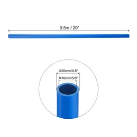 Rebower 5/8" x 0.8" PVC Pipe 20" Plastic Rigid Tubing Round High Impact Drain Pipe, [for Greenhouse Garden Home HVAC Plumbing] - 16mm x 20mm / Blue