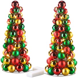 Britesta Bauble Christmas tree: set of 2 LED illuminated Christmas tree pyramids with colourful baubles (bauble Christmas tree, Christmas tree made of Christmas baubles, Christmas bauble)