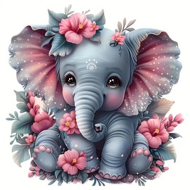 Adorable Elephant Iron On Transfers for T-Shirts Rub on Transfers Stickers Vinyl Ready to Press Stickers Iron on Decals for T-Shirts Clothing Hoodie DIY Crafts