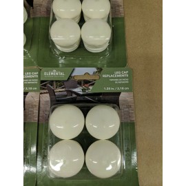 Elemental Outdoor Solutions 4 Packs Outdoor Chair Leg Cap Replacements White 1.25" #878760