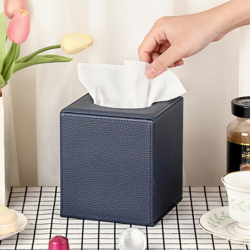 Sumnacon Tissue Box Cover Square Tissue Box Stylish PU Tissue