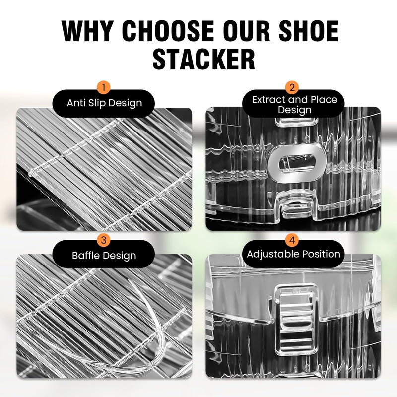 TOPNEW Shoe Slots Organizer for Closet 20 Pack Adjustable Level