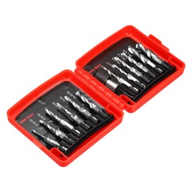 sourcing map 13pcs Combination Drill Tap Bit Set, SAE 6-32NC to 1/4-20NC Metric M3 to M10 Thread Taps with Quick Change Adapter, Screw Threading Drilling Tapping Tool Kit