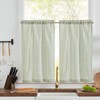 TOPICK Green Striped Small Curtains 24 Inch Drop Linen Kitchen