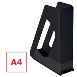 Esselte VIVIDA 628220 Magazine File A4 Ideal for Brochures, Documents, Folders and Staplers, Sturdy Plastic, Black, VIVIDA